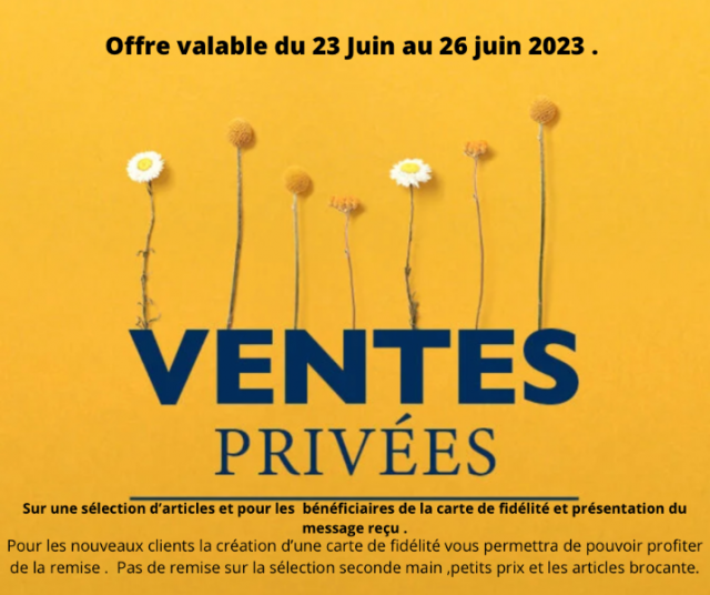 Top départ pour les ventes privées dans votre boutique Come Back