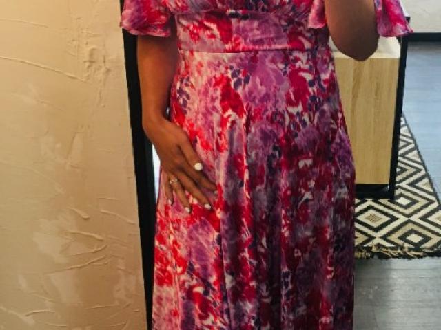 Robe longue  imprimée avec des petites manches