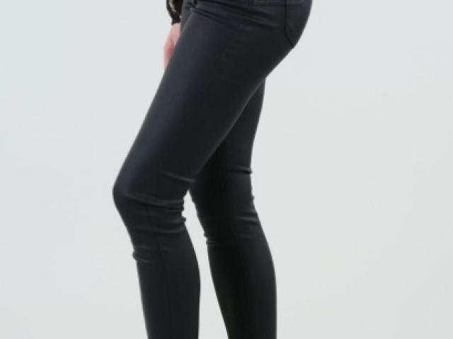 Pantalon  noir en toile enduite 